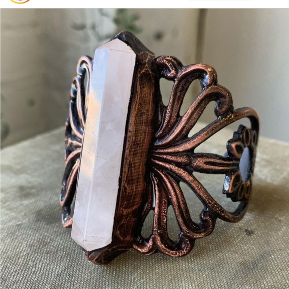 Danielle Rose Bean rose quartz cuff